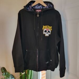 Lethal‎ Angel Born Free Zip-Up Womens Black Graphic Hoodie, Size 2XL